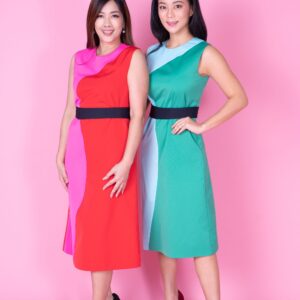 Asymmetrical Wave Bold Colour Dress