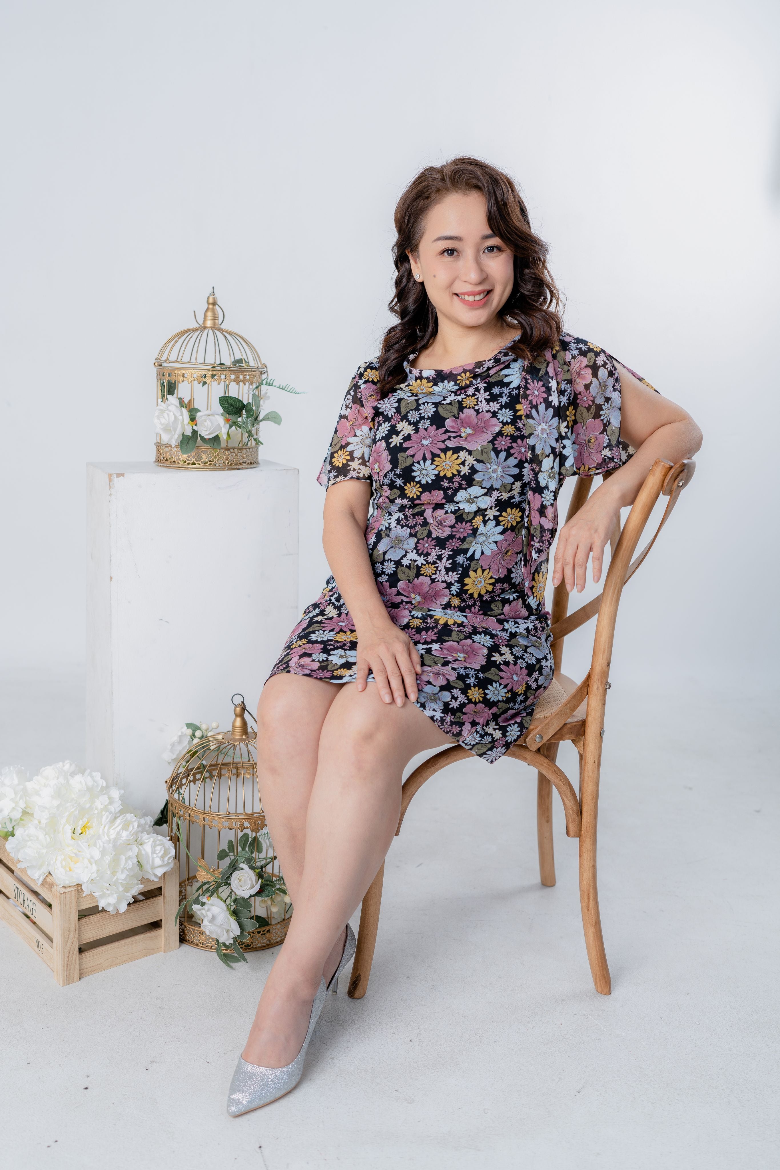 Flower Printed Chiffon Dress