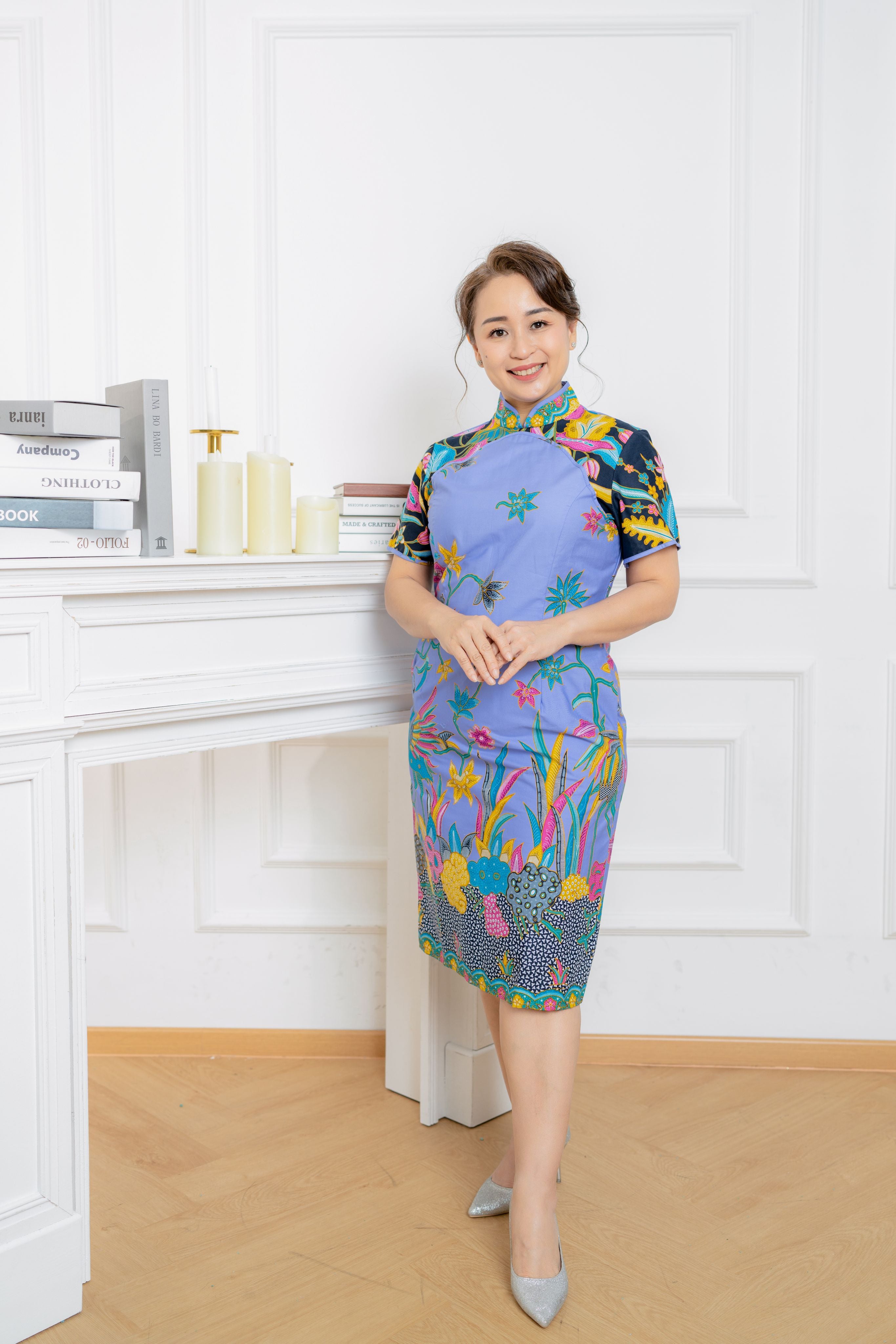 Vibrant Bold Batik Cheongsam Dress