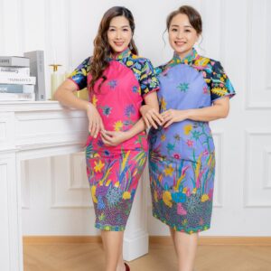 Vibrant Bold Batik Cheongsam Dress