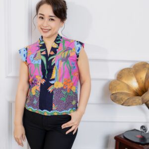 V-Neckline Vibrant Batik Blouse