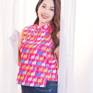 Cute Rabbit Print Cheongsam Blouse