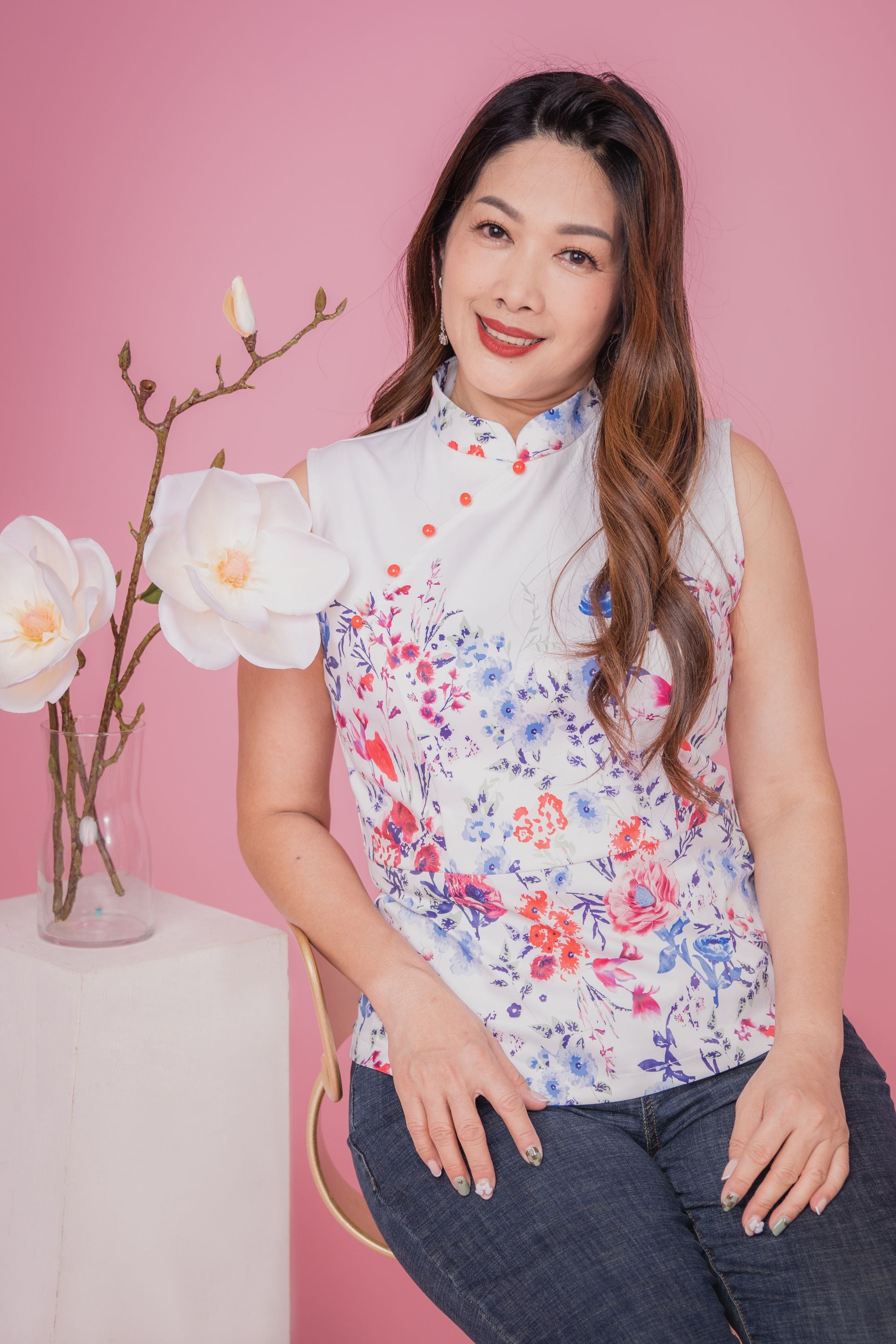 Rose Flower Cheongsam Top