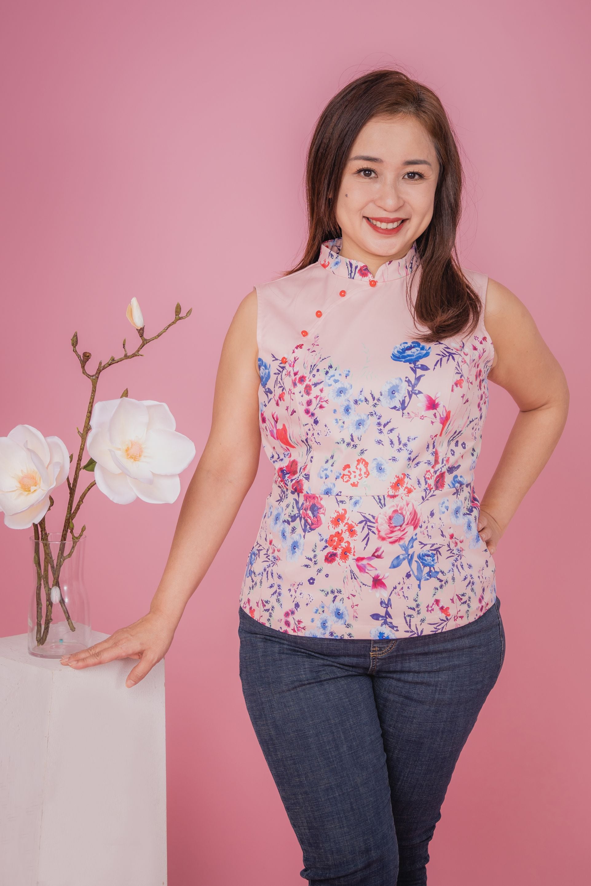 Rose Flower Cheongsam Top