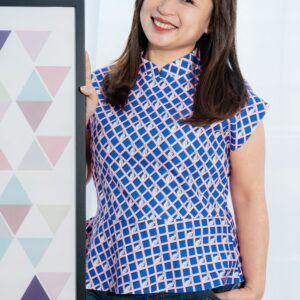 Rabbit Printed Peplum Cheongsam Blouse