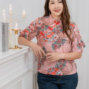 Paisley Flower Ruffle Cheongsam Blouse