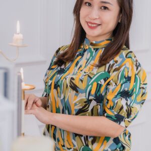 Abstract Printed Sleeve Cheongsam Blouse