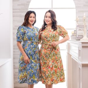 Garden Print Puffy Sleeve Dress