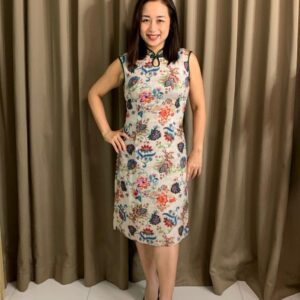 Floral Cheongsam Dress With Long Cardi