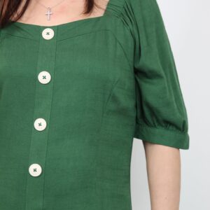 Sq Neck Button Down Dress