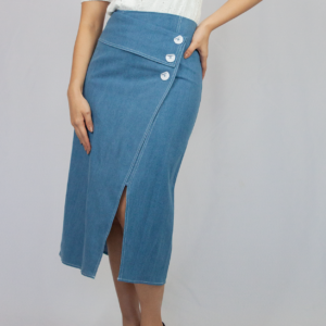 Triple Button Denim Skirt