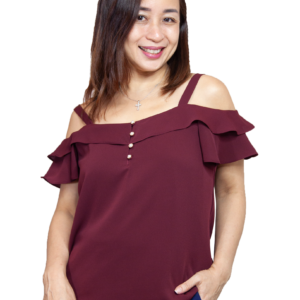 Cut Out Ruffle Shoulder Top