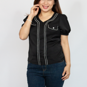 Wave Line Double Flap Pocket Blouse