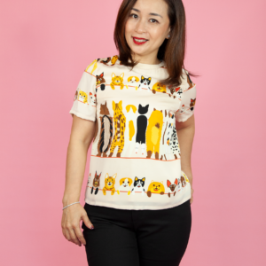 Cat Dog Printed Blouse