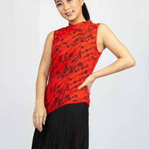 Pleated Hem Bottom Cheongsam Dress