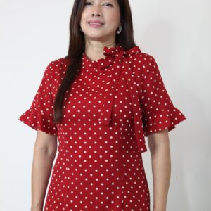 Bow Tie Collar Polka Dots Dress