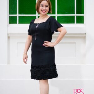 Rosette Bottom Plain Dress