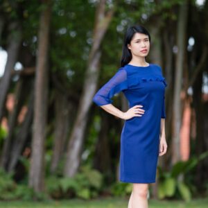 Chiffon Ruffled Sleeve Dress