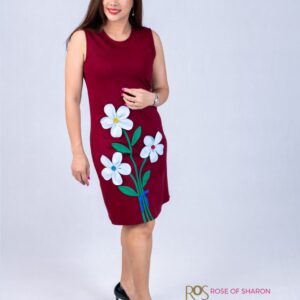 Triple Embroidery Flower Shift Dress