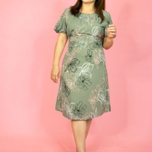 Hibiscus Chiffon Short Sleeve Dress