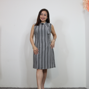 Printed Herringbone Bow Dress