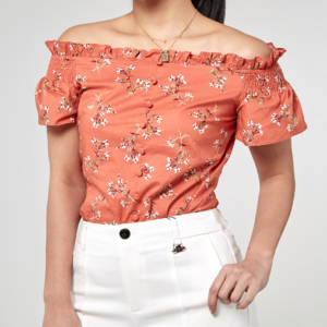 Flower Print Off Shoulder Top