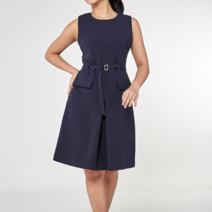 Double  Pockets Inverted V Dress